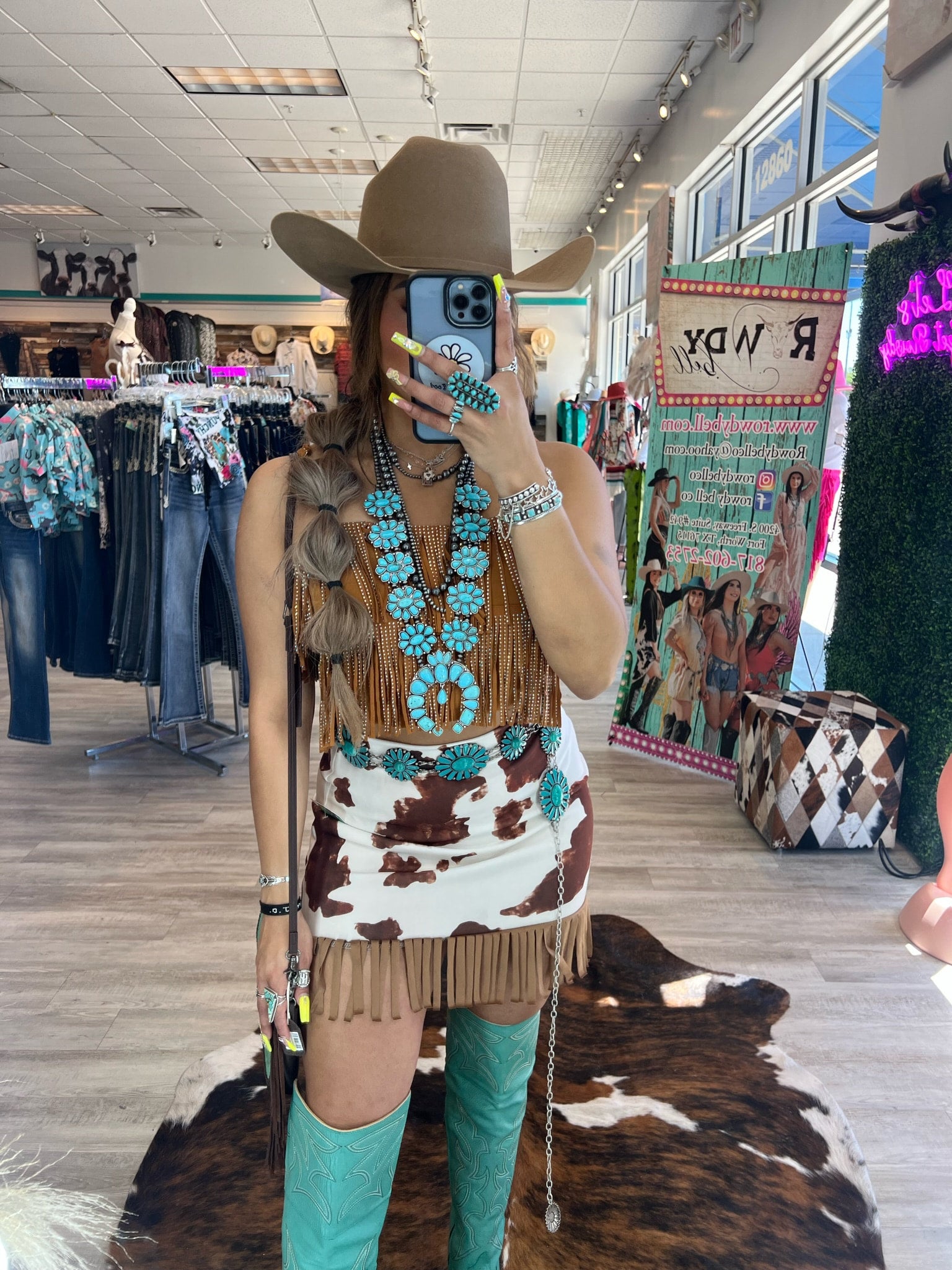 Brown Fringe Cow Print Skirt Rowdy Bell Co Brown fringe cow print skirt rowdy bell co