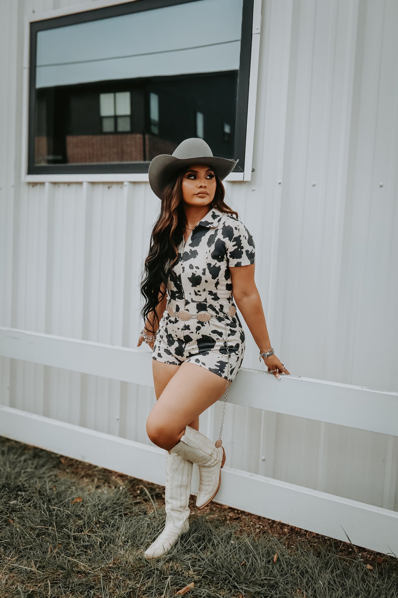 Cow romper with on sale hat